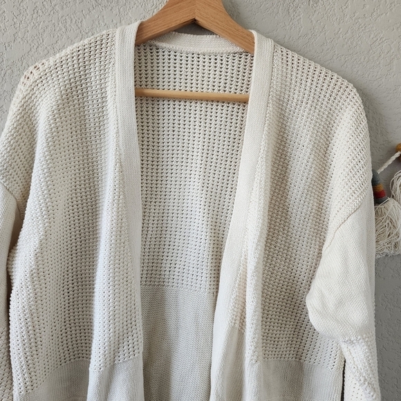 Lululemon Easy Embrace Wrap Open Front Cotton Knit Longline Cardigan White M/L - Picture 3 of 15
